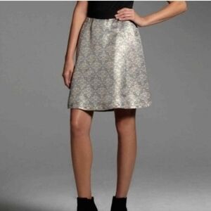 NARCISCO Rodriguez Brocade Skirt Gold Blue Black 6 Elegant  Pockets T11